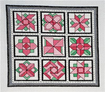 Quilt Blocks 11 - Carnations 74 x 74 Rogue Stitchery
