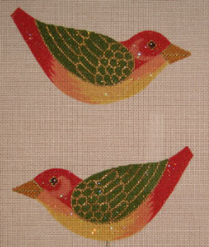 LL300D Labors Of Love Christmas Clip on Bird 18 Mesh 5.5x3 each (2)