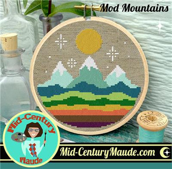 Mod Mountains 73w x 73h Mid-Century Maude