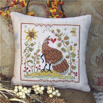 Turkey Love Pillow 77w x 76h Miss Prim Cross Stitch