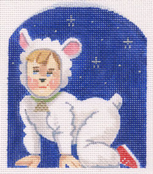 LL490E Labors Of Love A Kindergarten Nativity Lamb 18 Mesh 4"x 4.5"