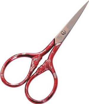 Premax PX1004 Scissors Embroidery Red patterned handles Size: 3 1/2"