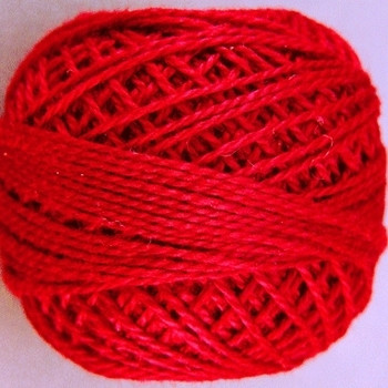 12VAS76 Christmas Red Pearl Cotton Size 12 Solid Ball Valdani