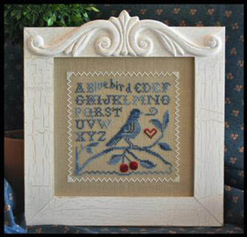 Singing The Blues A little blue bird singing a song 81 x 81 Little House Needleworks  10-1779