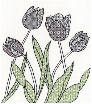 BTXBW8 Tulips - Blackwork by Eleanor Friston Pattern Bothy Threads Blackwork