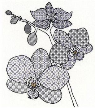 BTXBW2 Orchid - Blackwork by Eleanor Friston Bothy Threads Blackwork