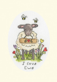 BTXGC40 I Love Ewe Greeting Card By Eleanor Teasdale BOTHY THREADS Counted Cross Stitch KIT