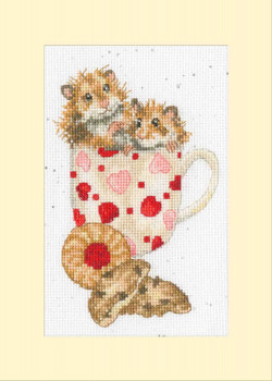 BTXGC44 Hammy Anniversary Wrendale Designs Greeting Card by Hannah Dale BOTHY THREADS Counted Cross Stitch KIT