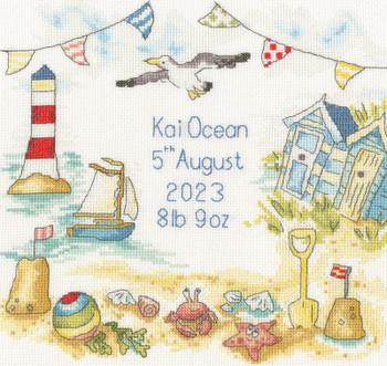 BTXKG8 My First Holiday by Kate Garrett Birth Sampler BOTHY THREADS Counted Cross Stitch KIT