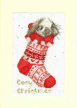 BTXMAS57 Cosy Christmas Christmas Card by Hannah Dale Bothy Threads Counted Cross Stitch KIT