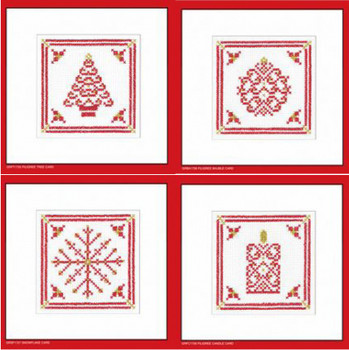 HCK1547A Red Filigree Greeting Cards Asst - (Pk of 4) - by Kirsten Roche Heritage Crafts Kit