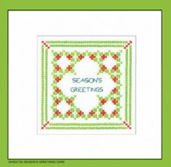 HCK1724A Season's Greetings (pk of 3) Holly Greeting Card by Kirsten Roche Heritage Crafts Kit