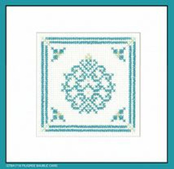 HCK1718A Filigree Bauble CardTeal (pk of 3) - Teal & Silver Filagree Collection Greeting Card by Kirsten Roche Heritage Crafts Kit