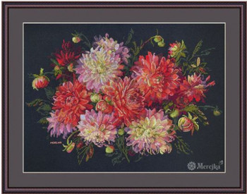 MK219 Dahlias Merejka Cross Stitch Kit