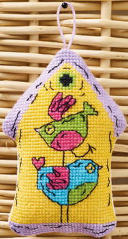 014104 Yellow 2 Birds - Birdhouse Permin Kit