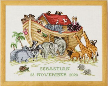 902327 Noah's Ark - Birth Announcement Permin Cross Stitch Kit