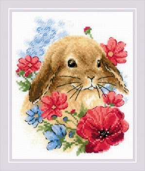 RL1986 Riolis Cross Stitch Kit Bunny in Flowers