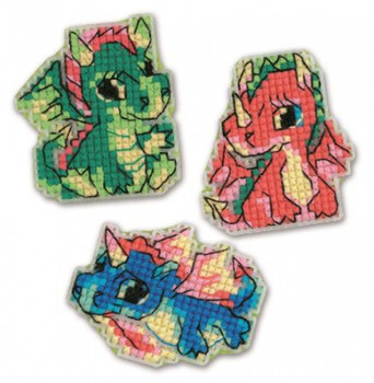 RL2145AC Riolis Cross Stitch Kit Little Dragons - 3 Designs
