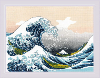 RL2186 Riolis Cross Stitch Kit The Great Wave Off Kanagawa after K. Hokusai Artwork