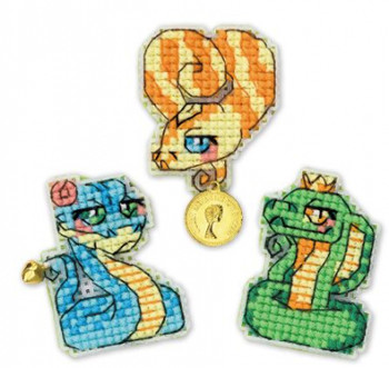 RL2219AC Riolis Cross Stitch Kit Snakelets - 3 Snake Magnets