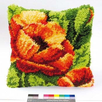 PNV14175 Orange Poppy Latch Hook Cushion Kit  Vervaco
