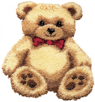 PNV14348 Brown Bear with Bow - Latch Hook Rug Vervaco kit