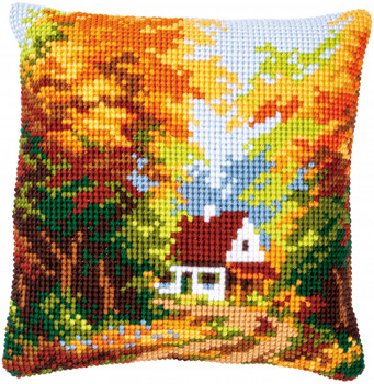 PNV146247 Forest House - Cushion Vervaco Counted cross stitch kit