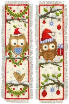 PNV149284 Owls in Santa Hats (set of 2) - Bookmark Vervaco