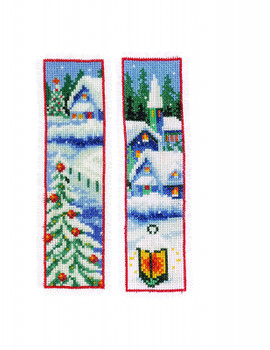 PNV158348 Winter Villages Bookmarks (Set of 2 Vervaco Kit