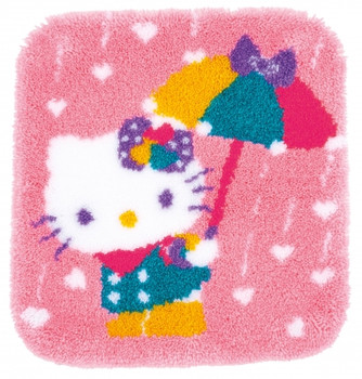 PNV173009 Hello Kitty "A Shower of Hearts" Latch Hook Rug Vervaco