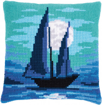 PNV187488 Sailboat In Moonlight Cushion Vervaco