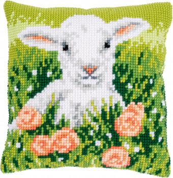 PNV196783 Lamb Among Flowers Cushion Vervaco