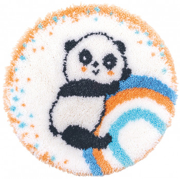 PNV194422 Panda on Rainbow Shaped Rug - Latch Hook Vervaco