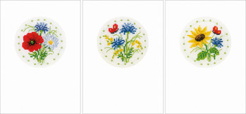 PNV21466 Flowers Greeting Cards (set of 3) Vervaco