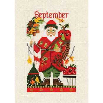 CN0132 September Santa Cross Stitch Kit Kelly Clark