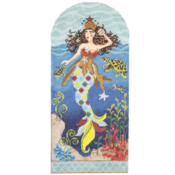 KCN960-18 Olivia the Mediterranean Mermaid 5"w x 11"h 18 Mesh With Stitch Guide Kelly Clark Needlepoint