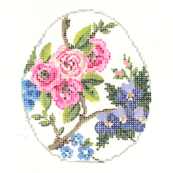 KEA76-18 Floral Vine Egg Kelly Clark Needlepoint