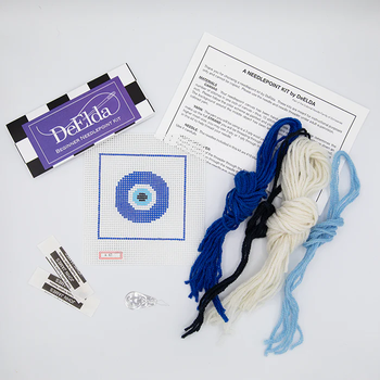 A43-Z Evil Eye DeElda Needleworks Beginner Needlepoint kit