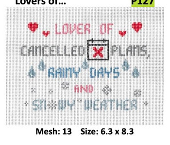 Pillow/Clutch Design P127 Lover of Cancelled Plans 6.3 x 8.3 13 Mesh Doolittle Stitchery Designs