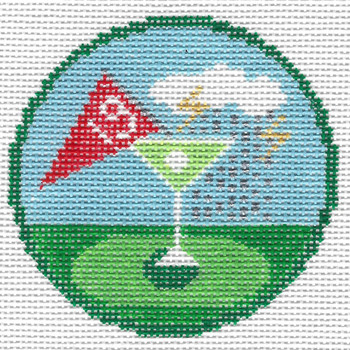 Merit /De-Merit Badge 19th Hole 3".x 3" 18 Mesh Doolittle Stitchery B655