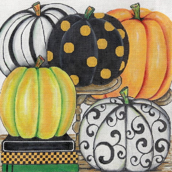 AP4424! PUMPKINS GALORE 14 x 14 13 Mesh Alice Peterson Designs