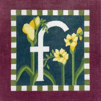 AP4607! FLORAL LETTER F 9 x 9 13 Mesh Alice Peterson Designs