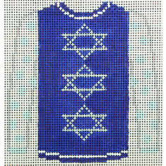 O212F sweater- star o fdavid on royal blue 3.75 x 4 18 Mesh Kristine Kingston Needlepoint Designs