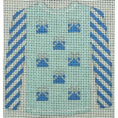 O212C sweater- Presents On Light Blue  3.75 x 4 18 Mesh Kristine Kingston Needlepoint Designs