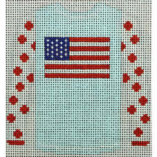 O209C sweater - flag on light blue with red polka dot sleeves 3.75 x 4 18 Mesh Kristine Kingston Needlepoint Designs