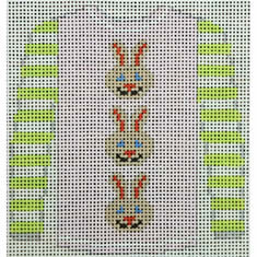 O208V sweater - 3 brown bunny faces on lavender 3.75 x 4 18 Mesh Kristine Kingston Needlepoint Designs