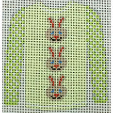 O208S sweater - 3 brown bunny faces on yellow 3.75 x 4 18 Mesh Kristine Kingston Needlepoint Designs