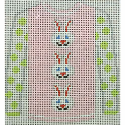 O208R sweater - 3 white bunny faces on pink  3.75 x 4 18 Mesh Kristine Kingston Needlepoint Designs