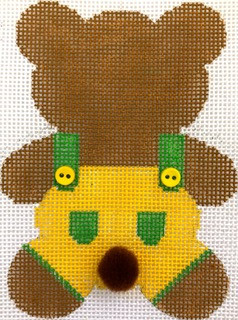 HB-171 Teddy Bear Tails - Yellow 3 ⅛ x 4 ⅜ 18 Mesh Stitch Guide Included Hummingbird Designs