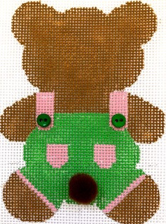 HB-173 Teddy Bear Tails - Green 3 ⅛ x 4 ⅜  18 Mesh Stitch Guide Included Hummingbird Designs